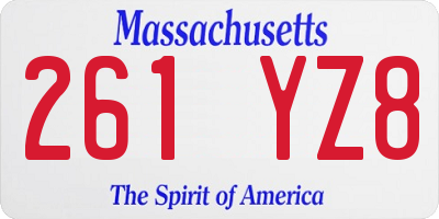 MA license plate 261YZ8