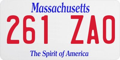 MA license plate 261ZA0