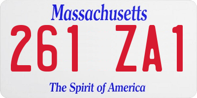MA license plate 261ZA1