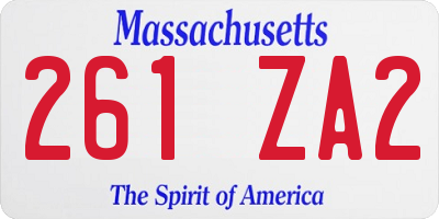 MA license plate 261ZA2