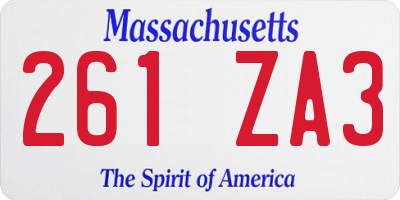 MA license plate 261ZA3
