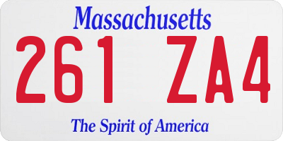 MA license plate 261ZA4