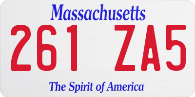 MA license plate 261ZA5