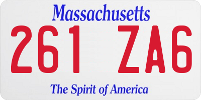 MA license plate 261ZA6