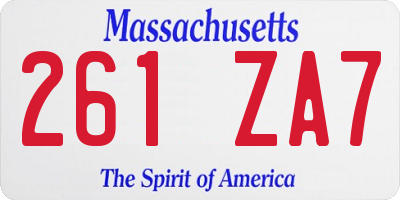 MA license plate 261ZA7