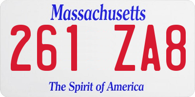 MA license plate 261ZA8