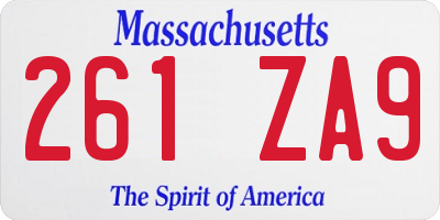 MA license plate 261ZA9
