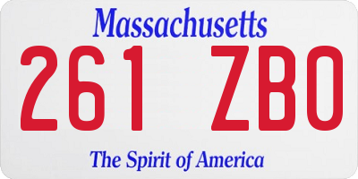 MA license plate 261ZB0