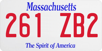 MA license plate 261ZB2