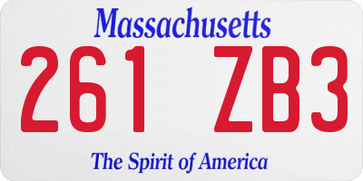 MA license plate 261ZB3
