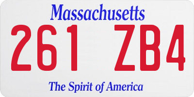 MA license plate 261ZB4