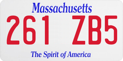 MA license plate 261ZB5