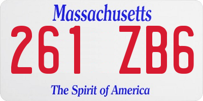 MA license plate 261ZB6
