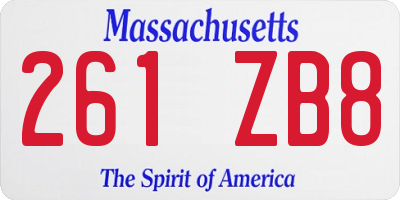 MA license plate 261ZB8