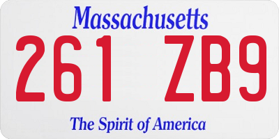 MA license plate 261ZB9