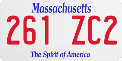 MA license plate 261ZC2
