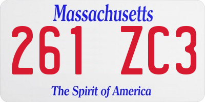 MA license plate 261ZC3