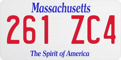 MA license plate 261ZC4