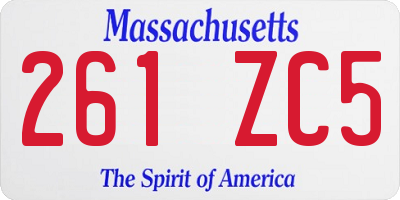 MA license plate 261ZC5