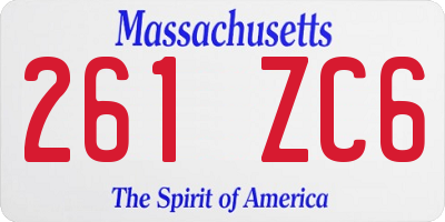 MA license plate 261ZC6
