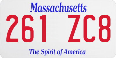 MA license plate 261ZC8