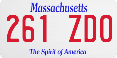 MA license plate 261ZD0