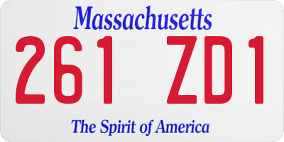 MA license plate 261ZD1