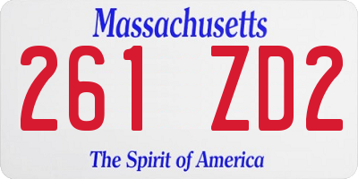 MA license plate 261ZD2