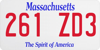 MA license plate 261ZD3