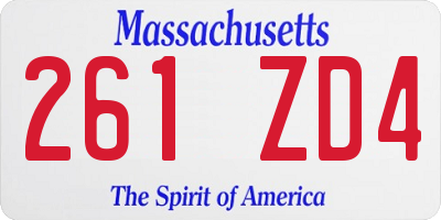 MA license plate 261ZD4