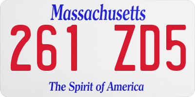 MA license plate 261ZD5