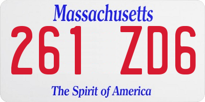 MA license plate 261ZD6