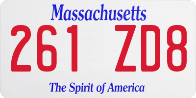 MA license plate 261ZD8