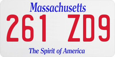 MA license plate 261ZD9