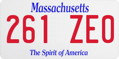 MA license plate 261ZE0