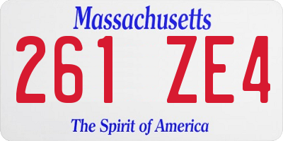MA license plate 261ZE4