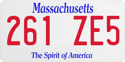 MA license plate 261ZE5