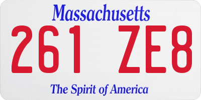 MA license plate 261ZE8