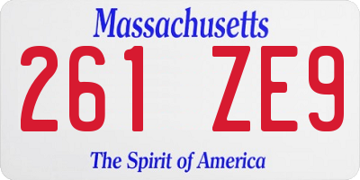 MA license plate 261ZE9
