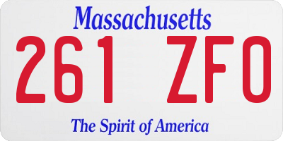 MA license plate 261ZF0