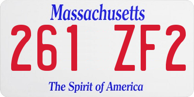 MA license plate 261ZF2