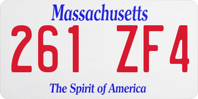 MA license plate 261ZF4