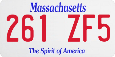 MA license plate 261ZF5