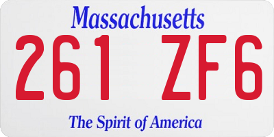 MA license plate 261ZF6