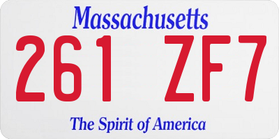 MA license plate 261ZF7
