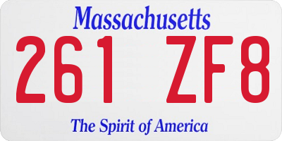 MA license plate 261ZF8