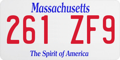 MA license plate 261ZF9
