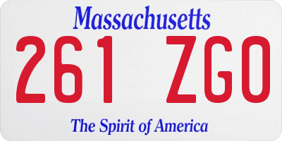 MA license plate 261ZG0