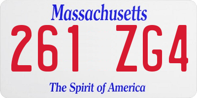 MA license plate 261ZG4