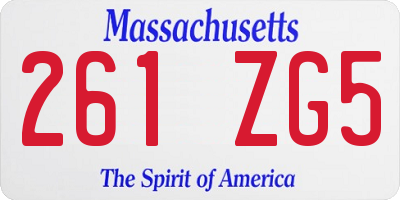 MA license plate 261ZG5